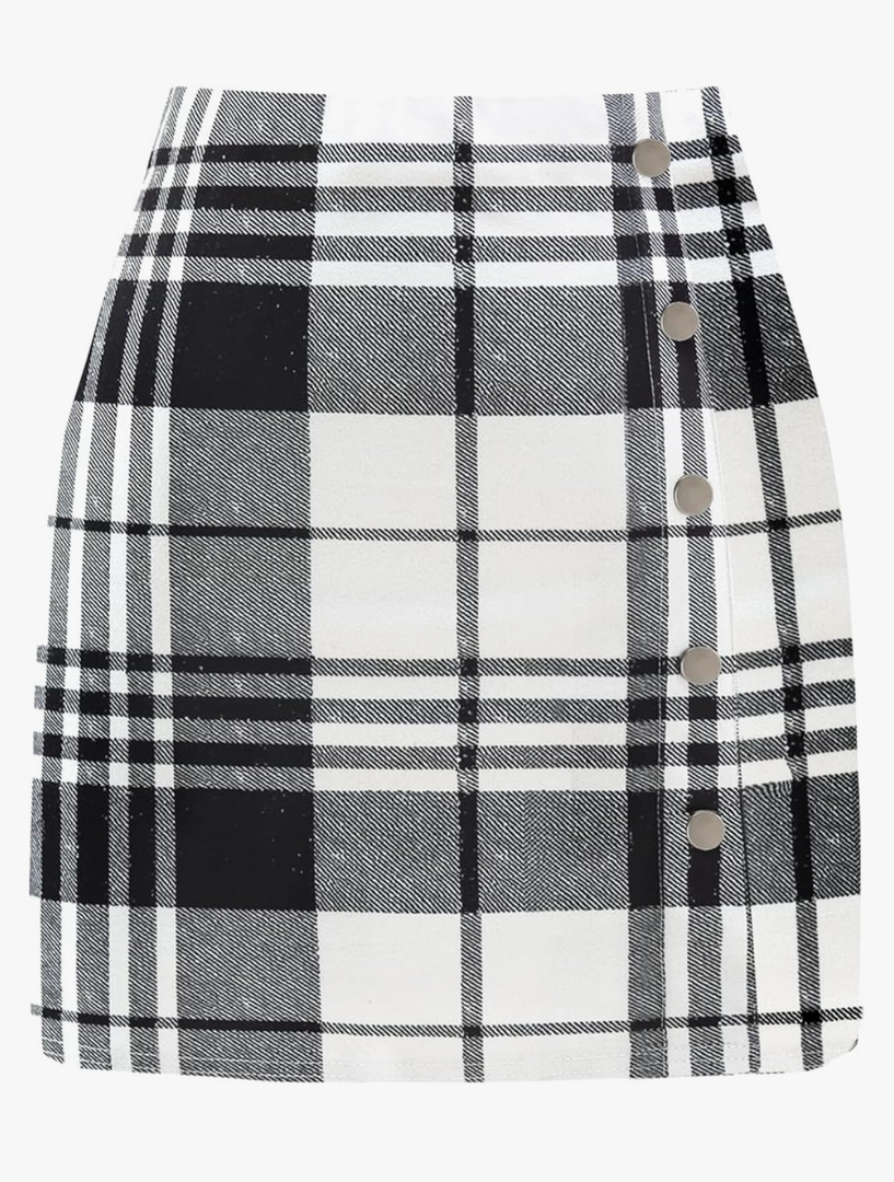 Timormode Plaid Mini Skirt for Women 2025 High Waist A Line Pencil Fall Skirts Casual Bodycon Skirt Christmas L