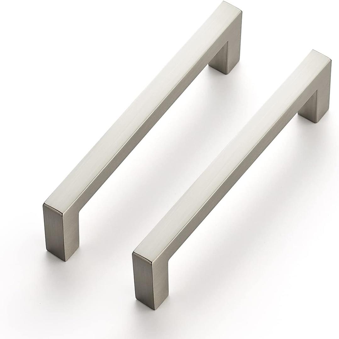 Ravinte 30 Pack Solid 3-3/4 Inch Center to Center Slim Square Bar Drawer Handles Kitchen Cabinet Handles Brushed Nickel Drawer Pulls Kitchen Cabinet Hardware Pulls