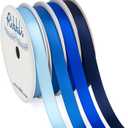 Ribbli Blue Satin Ribbon 3/8 Inch x 4 Rolls Total 40 Yards- Baby Blue/Royal Blue/Electric Blue/Navy Ribbon for Wrapping and Craft