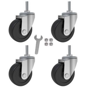 AAGUT 2" Swivel Threaded Casters, 5/16"-18 x 3/4" Stem Rubber Caster with 360 Degree, 4 Pack Without Brakes, Nuts Included