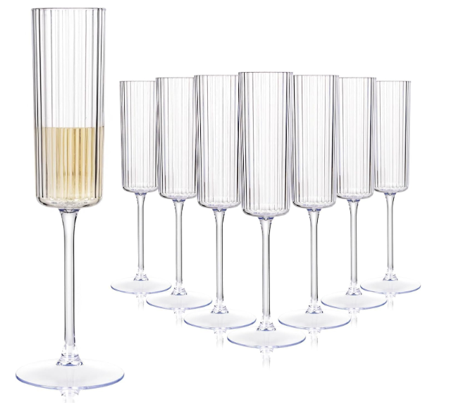 Joyido
36PCS Plastic Champagne Flutes Ribbed for Weddings & Parties | Clear Champagne Glasses, 6 oz Capacity, Elegant Sparkling Wine Stemware, Disposable yet Sturdy, for Toasting at Anniversaries