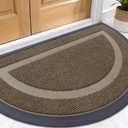 OLANLY Half Circle Door Mat Indoor Outdoor Entrance Welcome, Waterproof All-Season, All-Weather Doormat, Sturdy Natural Rubber, Low Profile, Easy Clean Patio Porch Entryway Mat, 29.5x17, Brown