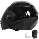 Motorcycle Bluetooth Modular Helmet, DOT Approved Dual Visor Full Face Flip Up Bluetooth Integrated Motorcycle Helmet for Adults Men and Women (Blue,Medium)