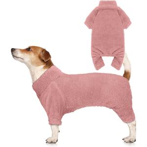 Fuzzy Dog Pajamas Turtleneck Pet Clothes Warm Soft Cozy Lightweight Pet Pjs Dog Sweaters for Medium Dogs(Pink-M)