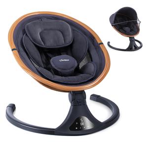 LAREX Baby Swing to Toddler Electric Infant Swing Portable for Newborn Boy Girl, 5 Sway Speeds with Remote Control, 12 Preset Melodies and Bluetooth, 0-6 Months Max 20 Lbs(Dark Wood Grain)