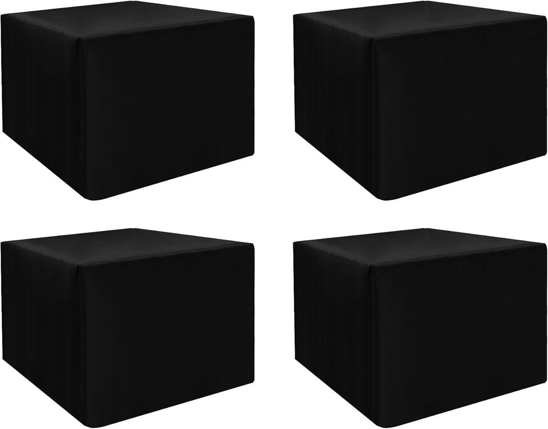 HolidayIdeas Card Table Covers Fitted Square 34x34 Inch, Wrinkle Resistant Washable Black Square Tablecloth 3 Ft for Folding Table Set of 4