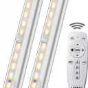LDOPTO Under Cabinet Lights Wireless Battery Operated Lights with Remote Control LED Closet Lights Counter Wall Lights Without Wiring with Remote for Kitchen Shelf Hallway, Multiple Colors 2 Pack