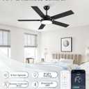 ZMISHIBO 52 Inch Ceiling Fans with Lights, Smart Remote/APP Control, Modern Ceiling Fan with 6 Speeds & 3CCT, Dimmable 30W LED, Quiet DC Motor, Noiseless for Living Room, Bedroom, Kitchen, Black