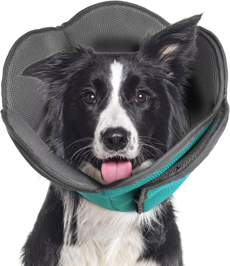Dog Cone After Surgery - Adjustable Protective Recovery Collar for Large, Medium, Small Dogs & Cats - Comfy Soft Cone Prevents Pets Touching Stitches, Rashes, Wounds - Lakeblue, Small