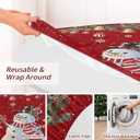 Christmas Snowman Round Table Cloth Fitted Tablecloth,XMAS Tree Wreath Red Table Cover with Elastic Edge Waterproof Table Cloth,Pine Cone Light Ball Circle Table Covers for Kitchen Indoor 45-54in