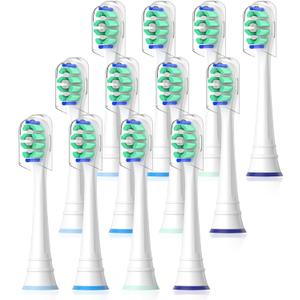Replacement Heads Compatible with Sonicare Toothbrush, Replacement Brush Head for Philips Sonicare Electric Toothbrush 4100 5100 6100 9900 C2 W3 and More Click-on Handles 12 White