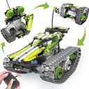 BIRANCO. Remote Control Tracked 3in1 Stunt Racer Building Kit - RC Car STEM Construction Toy, Gift Idea for Kids, Boys and Girls Ages 8-12 Year Old (353 Pcs) (Green)