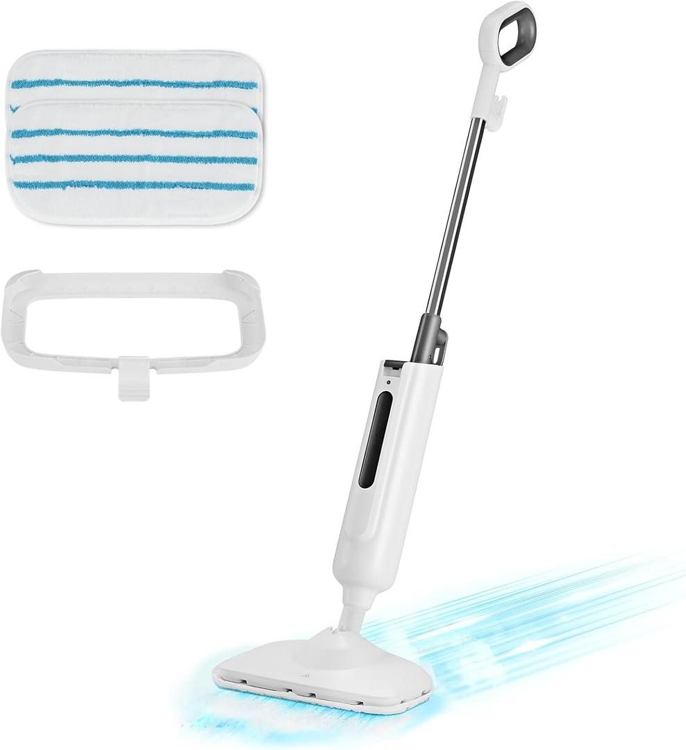 Sweetcrispy Steam Mop for Floor Cleaning,Lightweight Floor Steamer Cleaner for Hardwood/Tile/Laminate Floors Carpet, 2 Washable Pad, Grey