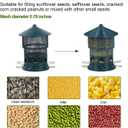 Outdoor Hanging Bird Feeder Squirrel Proof, 6 Feeding Ports with 360Chew Proof Metal Guard, Ideal for Cardinals Finches Chickadees and Wild Birds,All Weather Metal Bird Feeder