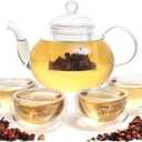 Moss & Stone Glass 27oz Tea Kettle Infuser Borosilicate Glass Teapot With Removable Glass Strainer, Microwave Safe Tea Maker