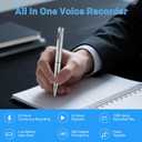 64GB Voice Recorder with Playback: Digital Recording Device with Intelligent Noise Reduction for Meetings | Lectures | Course - Portable Audio Recorder for Student | Workplace Use (Silver)