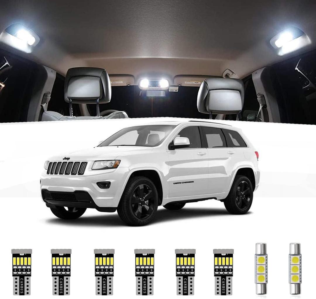 AWALITED 15pcs Interior LED Lights Kit Super Bright Map Dome Bulbs for 2011-2018 2019 2020 Jeep Grand Cherokee all models