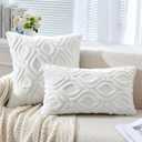 2 x MIULEE Pure White Throw Pillow Covers 18x18 Inch, Soft Winter Plush Faux Wool Couch Pillow Covers Set of 2 Decorative Farmhouse Boho Throw Pillows for Sofa Living Room Bed