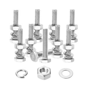 Mr. Pen- Nuts and Bolts Set, 1/ 4"-20x1-1/ 4, 10 Sets, Stainless Steel, Hex Head Nut and Bolt Set, Flat & Lock Washers