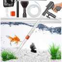 QZQ Aquarium Gravel Cleaner [2026 Edition] Vacuum Fish Tank Vacuum Cleaner Tools for Aquarium Water Changer with Aquarium Thermometers Fish Net kit Use for Fish Tank Cleaning Gravel and Sand