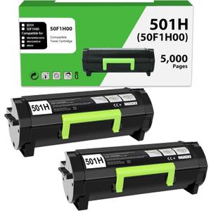 50F1H00 501H Toner Cartridge Compatible for Lexmark 50F1H00 50F1000 Black Toner Cartridge for MS310dn MS312 MS410dn MS510dn MS610dn MS312dn MS315dn MS415dn Printer (5,000 Pages 2 Pack)