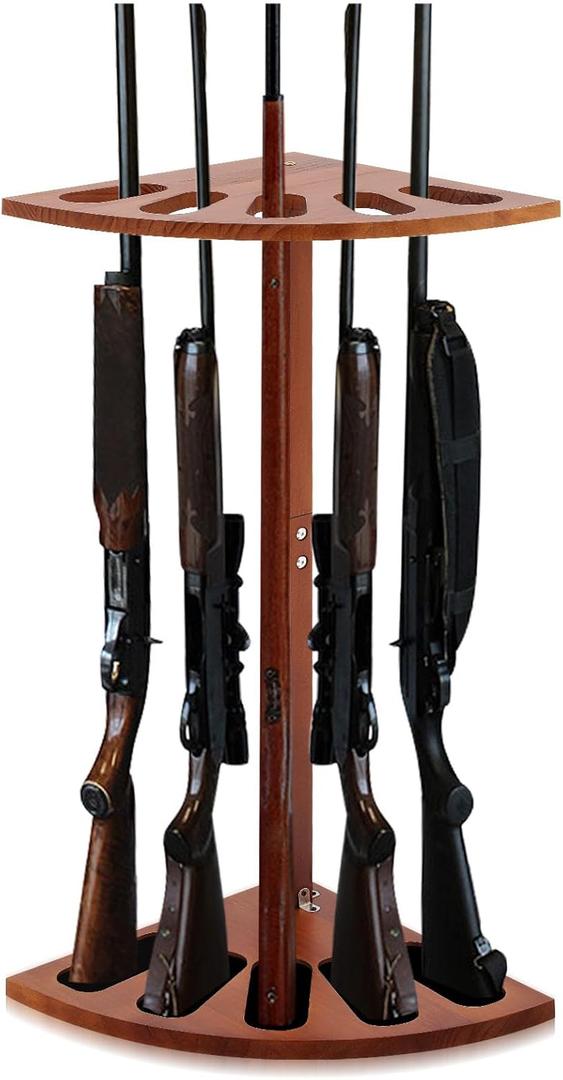Corner Indoor Gun Rack Wooden 5 Gun Rifle Rack Floor Stand Vertical Shotgun Display Stand for Wall Home Garage Office Storage
