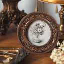 SIKOO 4×4 Vintage Picture Frame Antique Round Picture Frame Tabletop and Wall Mount Display Vintage Wall Decor, Bronze Gold