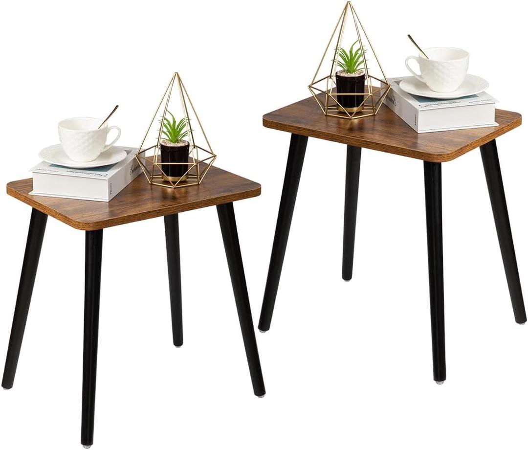 FORAOFUR End Table Set of 2, Modern Wooden Side Table for Living Room, Bedroom, Boho for Small Spaces, Easy Assembly (Rustic Brown)
