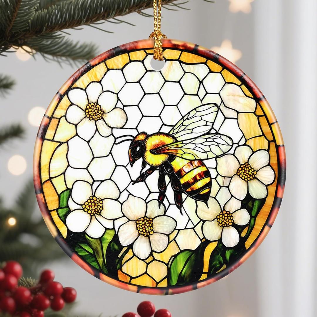 3 x Christmas Ornaments, Bee Ornament, Christmas Tree Decorations, Holiday Decorations, Holiday Ornaments, Bee Gifts, Holiday Party Gifts, and Xmas Gift Ideas
