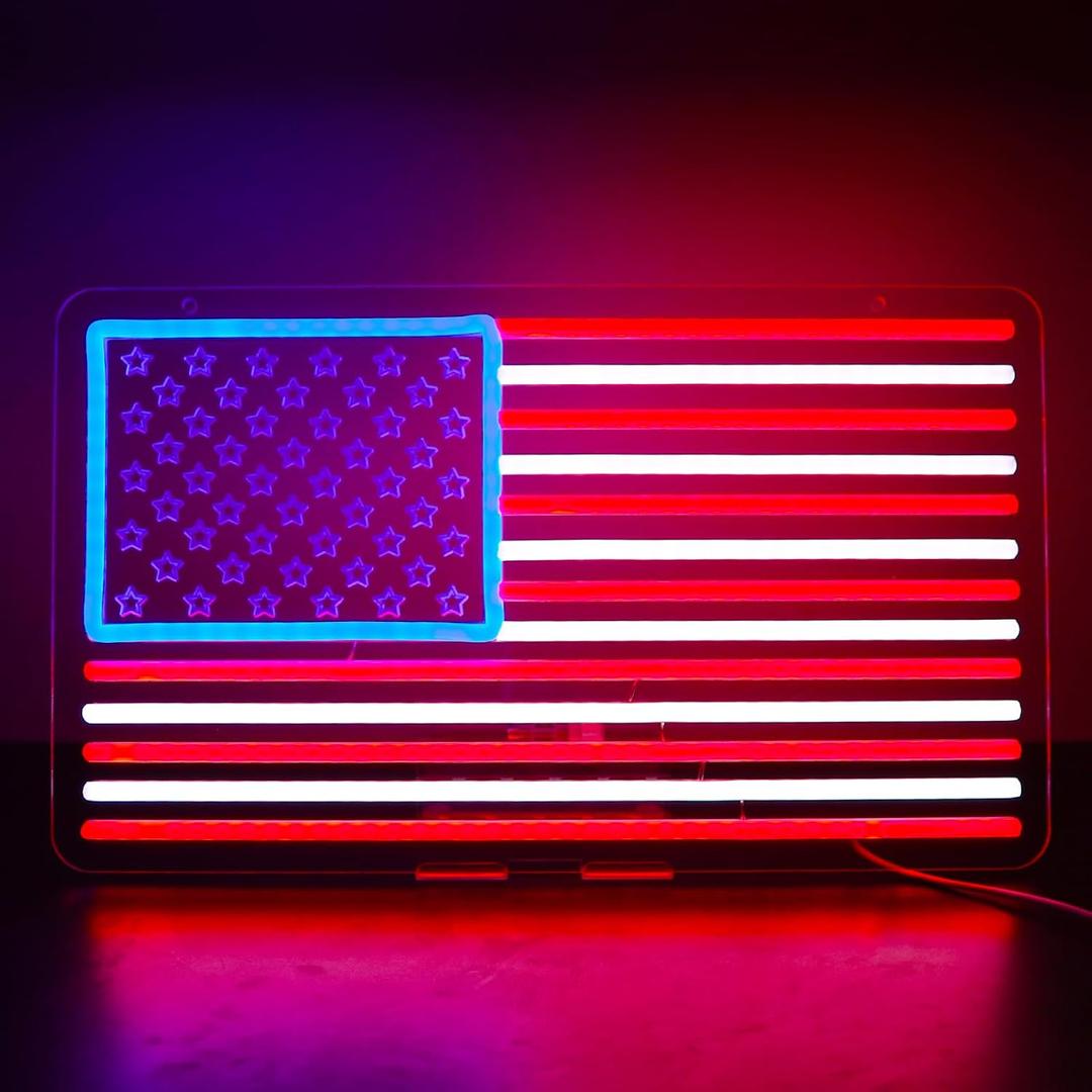 USA Neon Signs for Wall DecorLed Neon Light for Man CaveBedroomGarageChristmas Birthday Party Gifts, 16.1 Inches X 9.5 Inches