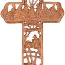 Dicksons Lord's Last Supper Woodgrain Carved 12 Inch Resin Wall Cross