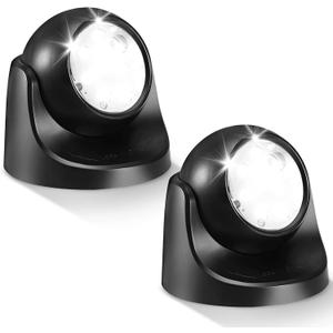 Motion Sensor Outdoor Lights - Outdoor Motion Sensor Light Battery Operated Wireless Spotlight Motion Detector Security Light Auto On Off for Sheltered Porch Stair Hallway Garage Wall Shed (2 Pack) (Black)