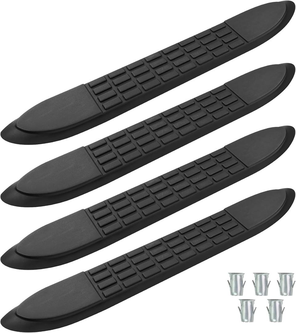 Nerf Bar Replacement Pads for 3" Round Tubes with 5 Holes, 21" X 3"(19.48" Outer Hole Spacing) Durable Non-Slip Replacement Step Pad Set of 4, Easy InstallationVerify Tube Size & Hole Spacing!