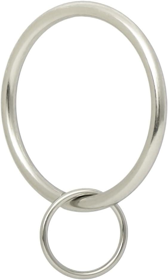 Ivilon Drapery Eyelet Curtain Rings - 2" Ring Loop for Hook Pins, Set of 14 - Brushed Nickel