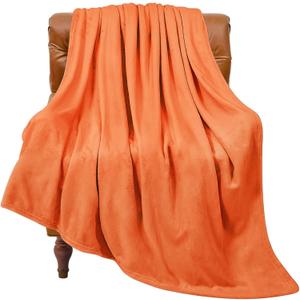 BEDELITE Orange Throw Blanket for Couch & Bed, Luxury Plush Cozy Fleece Blanket 50" x 60", Soft Lightweight Fall Throw Blanket for Home Furnishing