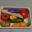 Wooden Play Food for Kids Kitchen Toys for Toddlers Cutting Pretend Toy Food Wooden Fruits Vegetables Gift for Boys Girls Educational Toys