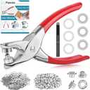 803Pcs Grommet Tool Kit 6mm 1/4 Inch(Inside Hole Size) Eyelet Kit with 400Pcs Eyelets Grommets, 400Pcs Washers and Grommet Eyelet Pliers for Leather/Belt/Shoes/Crafts