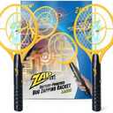 ZAP iT! 4,000 Volt Electric Handheld Bug Zapper Racket - USB Rechargeable Indoor Safe Mosquito Zapper and Fly Swatter for Indoor and Outdoor Use - 2 Pack (Large, Yellow)
