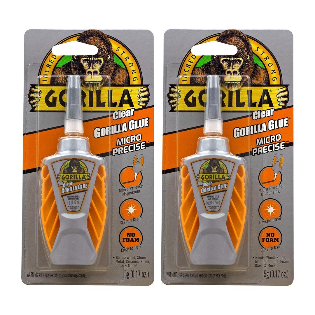 Gorilla Glue Micro Precise Clear Glue, 5 Gram (Pack of 2) - Crystal Clear, All Purpose, and Water Resistant