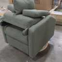 Babyletto Kiwi Glider Recliner Nursery Chair w/USB Ports - GREENGUARD Gold Certified - Water & Stain Resistant Glider Rocking Chair - Electronic, 270 Swivel, Olive Boucle w/Light Wood Base