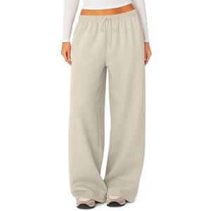 HeSaYep Women's Fleece Lined Sweatpants Winter Warm Wide Leg Sweat Pants Baggy Casual Pants with Pockets (Khaki)