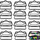12 Packs Toy Storage Bags with Zipper PVC Waterproof Toy Bags Plastic Storage Organizer Clear Organizing Bags for Board Games Building Blocks Puzzles Small Toys Kids Books Classroom(Black)