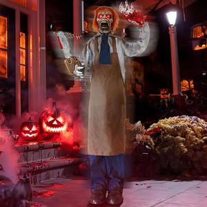 Hourleey Halloween Zombie Decorations, 5 FT Animated Ghosts Zombie with Sound Activation and Red Light Up Eyes, Animatronic Halloween Prop for Home Party Outdoor Indoor Decor