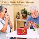 PRUNUS J-160 Retro Vintage AM FM Radio with Bluetooth, USB/TF Card Playback, Small Transistor Radios Battery Operated, Rechargeable Radio(Red)