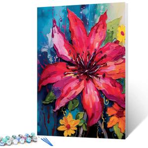 Aihonmin Beautiful Rhododendron Paint by Number for Adult and Kids Beginner,Floral Canvas Oil Painting Kit Digital Painting,Vintage Watercolor Living Room Decoration,(Without Frame (16''x20''(Frameless), Plant-11)