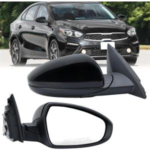 Right Passenger Side Mirror Compatible with 2019 2020 2021 2022 2023 2024 Kia Forte Right Rear View Door Mirror Manual Folding Power Glass Black 3 Pins KI1321226 87620M7000