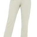Bamans Dress Pants Women Work Business Pants Tummy Control Office Straight Leg Trousers High Waisted Ladies Slacks (Medium, Stone)