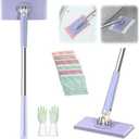 Snap Grip Mini Mop,Cloth Changing Mini 36 inch Lazy Automatic Gripping Zero Touch Mini Grip Mop Compatible with Swiffer (5 Cloths)