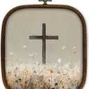 WULQYING Christian Crosses Religious Wall Art Decor, Minimalist Jesus Christian Faith Square Framed Canvas Art Prints, Field Landscape Wall Hanging Decor for Home Bedroom Church, 5.7x6.5 Inches (Color 03)