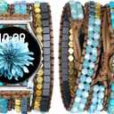 JR.DM Boho Beaded Handmade Braided Bracelet Band Women 20mm Compatible with Samsung Galaxy Watch 7/6/5/4/Active 2/4 Classic/6 Classic/5 Pro/FE 40mm 42mm 43mm 44mm 45mm 46mm 47mm